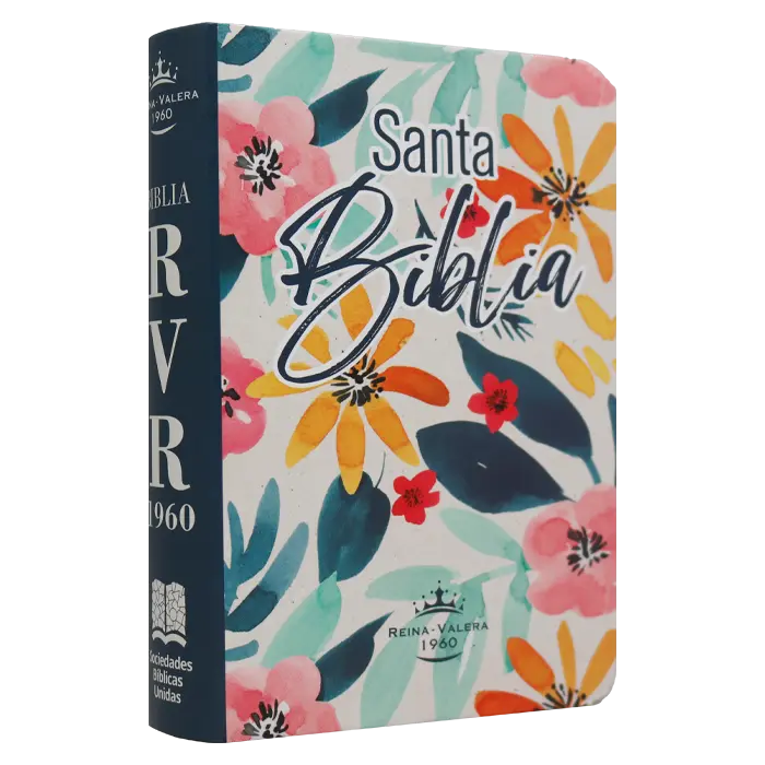 Biblia Reina Valera 1960 Mini Bolsillo Letra Chica Tapa Semiflexible  Flores Azul Tapa 2 [RVR.11ePJR-GPR:2]