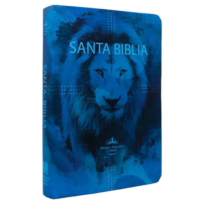 Biblia Reina Valera 1960 Mediana Letra Gigante Tapa Semiflexible León Azul [RVR.61cLGPJR]