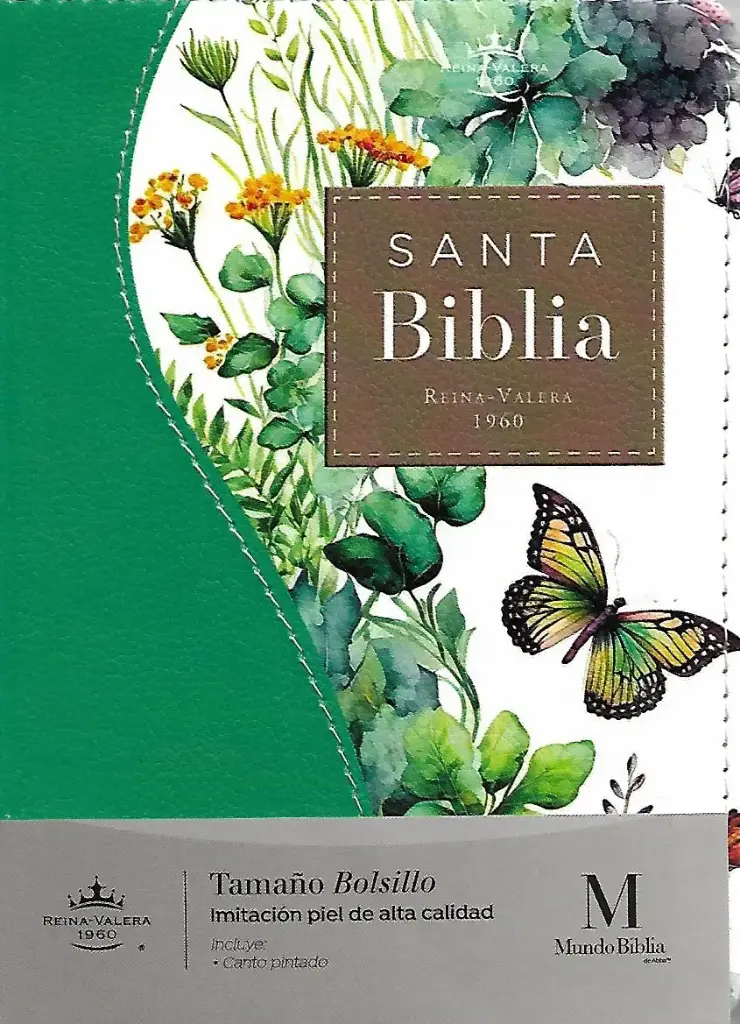 RVR60 Biblia Bitono Jardín Tamaño Bolsillo Imitación Piel - Verde
