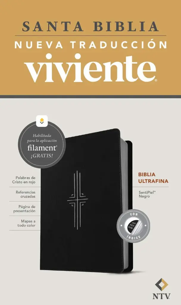 Biblia ultrafina NTV, con Filament, Negro, con índices,