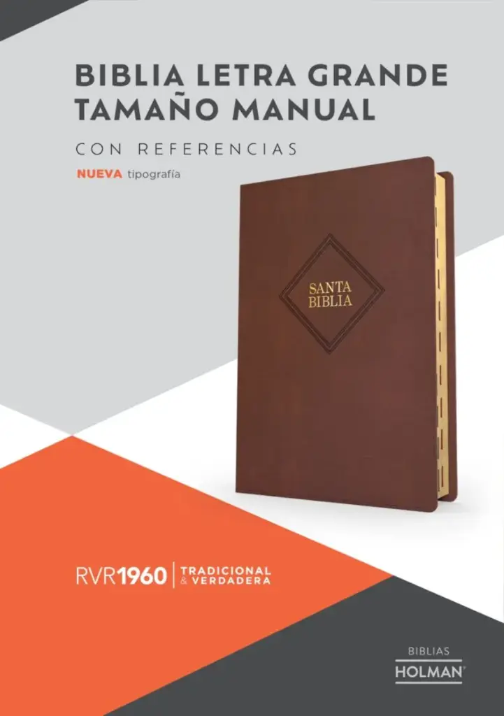 RVR 1960 Biblia letra grande tamaño manual, café piel fabricada con índice (Edición 2023): Con referencias. Nueva tipografía