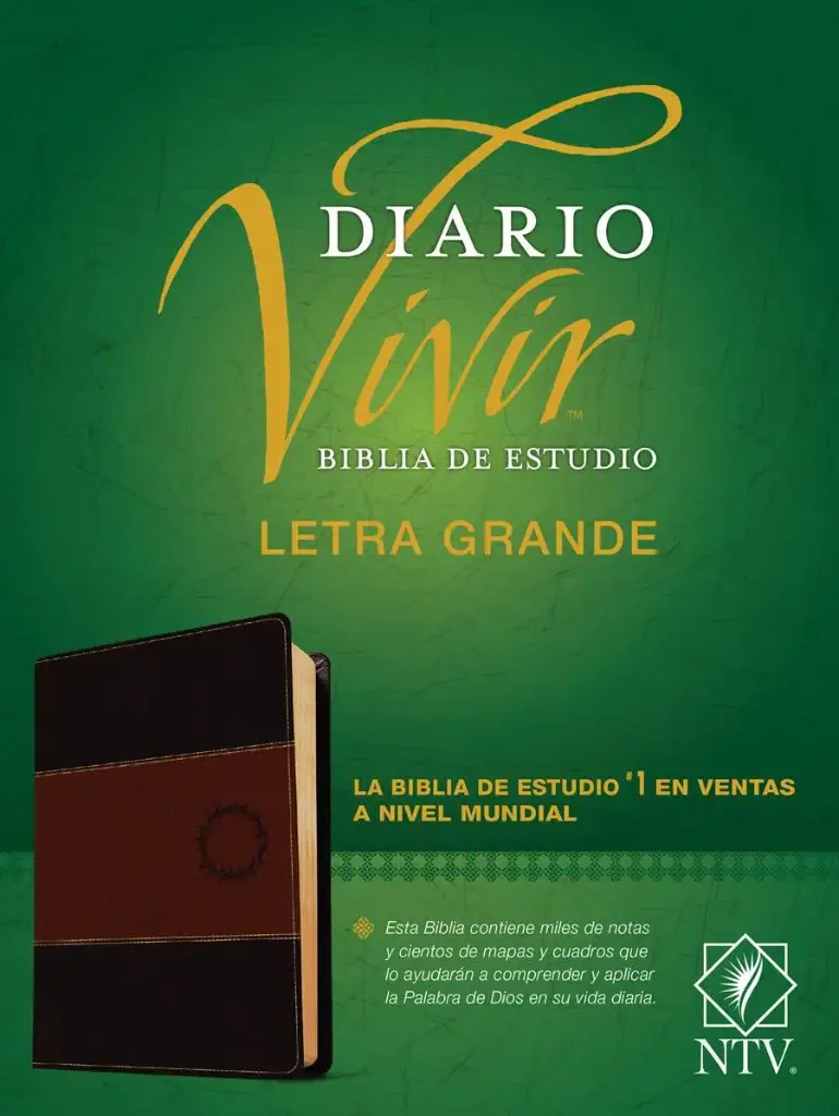 Biblia de estudio del diario vivir NTV, letra grande (SentiPiel, Café/Café claro, Letra Roja)
