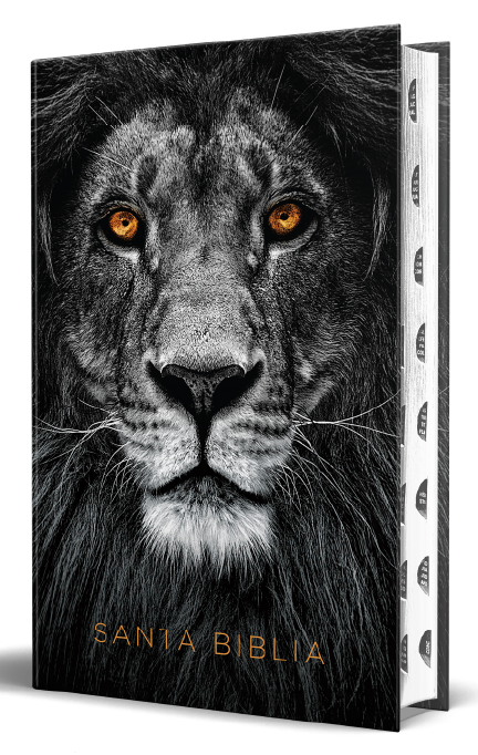 Biblia RVR 1960 letra grande tamaño manual, tapa dura León de Juda con índice