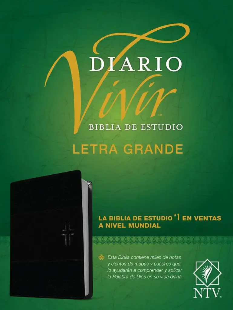 Biblia de estudio del diario vivir NTV, letra grande (SentiPiel, Negro/Ónice, Índice, Letra Roja) 