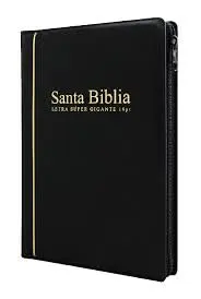 Santa Biblia RVR1960 Letra SuperGigante, Tapa Cuero Legitimo negro, palabras de Jesús en rojo, canto dorado, índice, cierre
