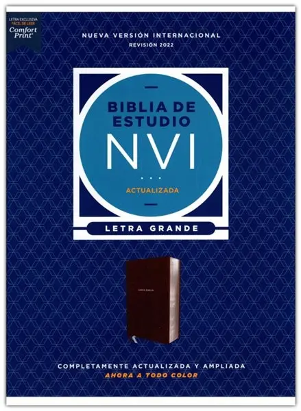 NVI Biblia de Estudio, Texto revisado 2022, Leathersoft, Cafe, Letra grande,