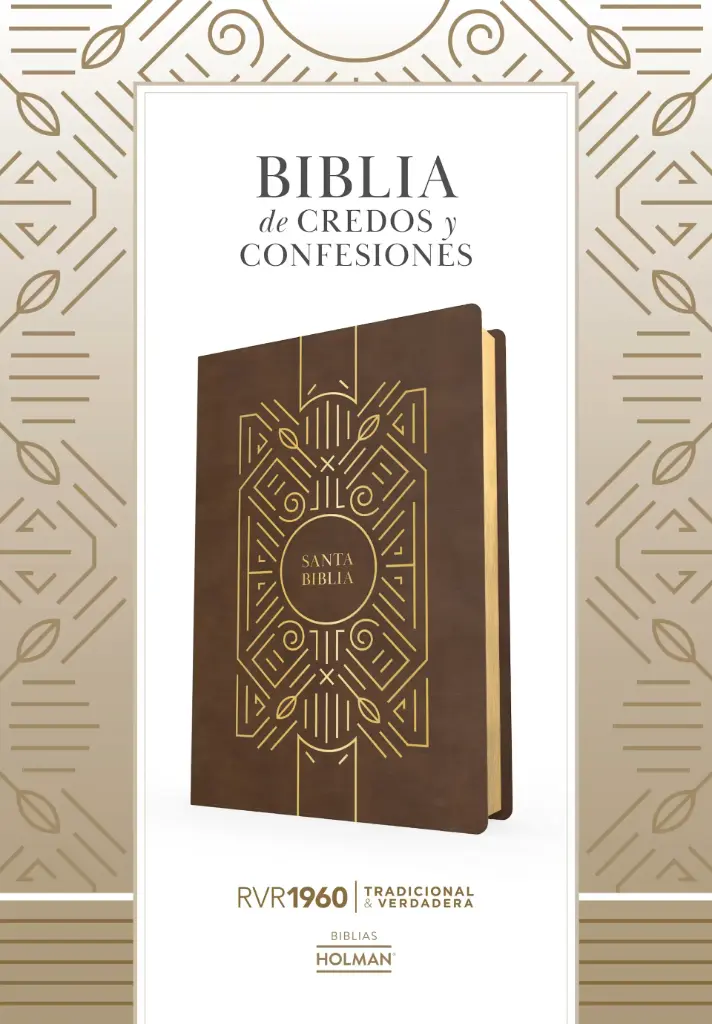 RVR 1960 Biblia de credos y confesiones, café, símil piel