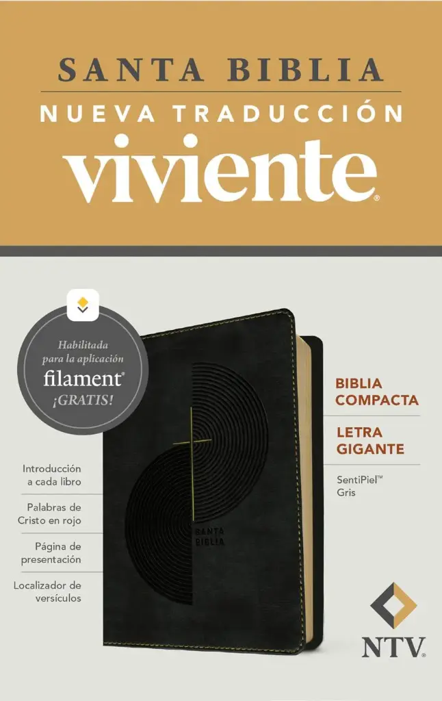 Biblia compacta NTV, letra gigante con Filament, Gris Cruz
