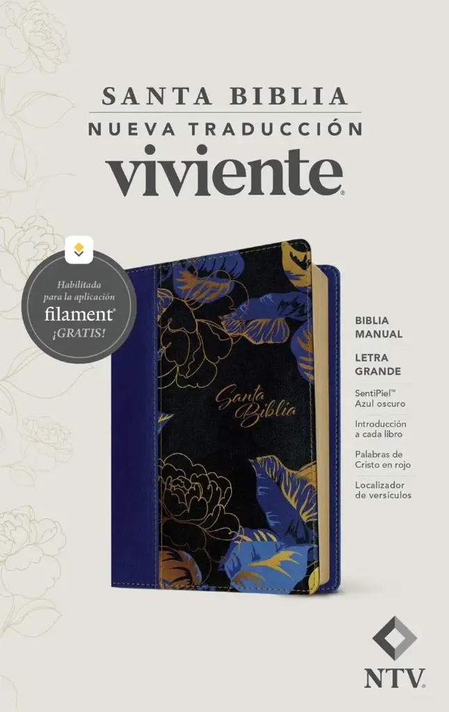 Biblia manual NTV, letra grande con Filament, Azul Oscuro