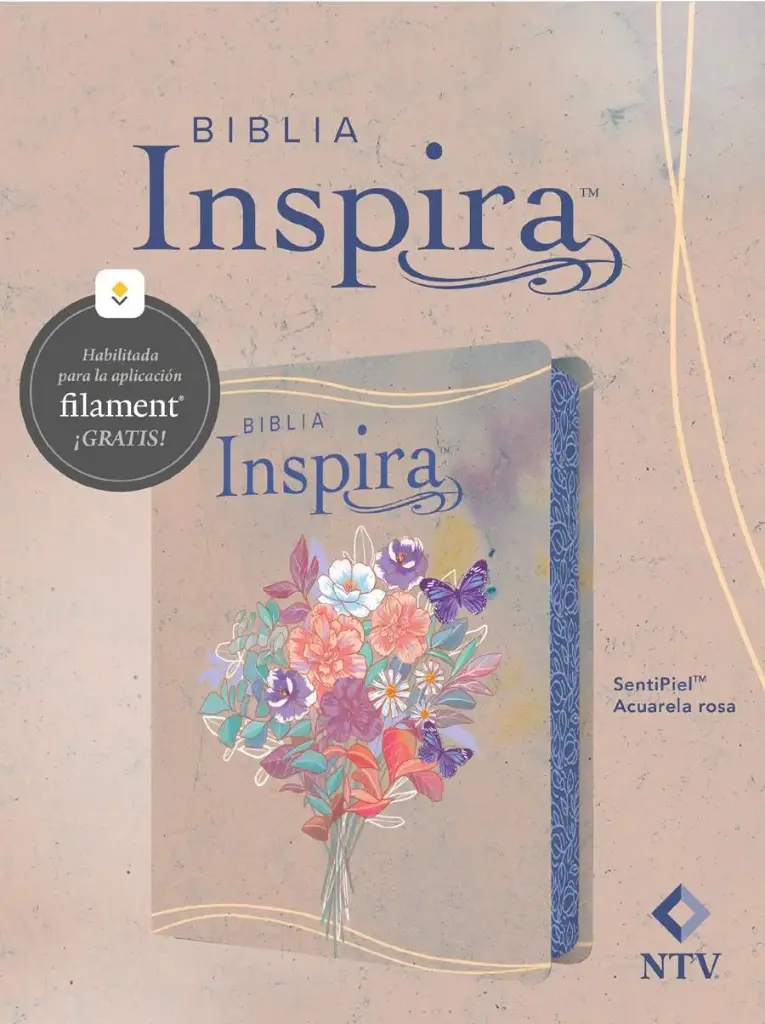 Biblia Inspira NTV con Filament, SentiPiel Acuarela Rosa