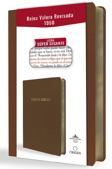 Biblia Reina Valera Revisada 1960 letra súper gigante, símil piel marrón