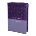 Biblia Reina Valera 1960 de bolsillo Imitación Piel Lila/lila con flores. Cierre e índice.Colección bifloral.