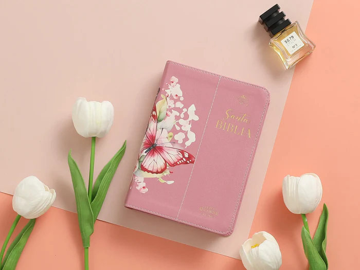 Biblia RVR60 035c PJR CP Flores rosas Tamaño Compacto