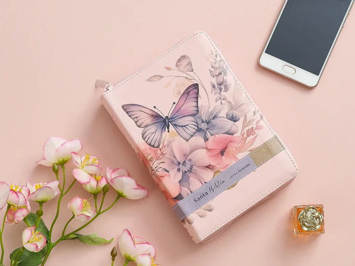 Biblia RVR60 035czti PJR CP Victoria Flores sobre rosa Tamaño Compacto