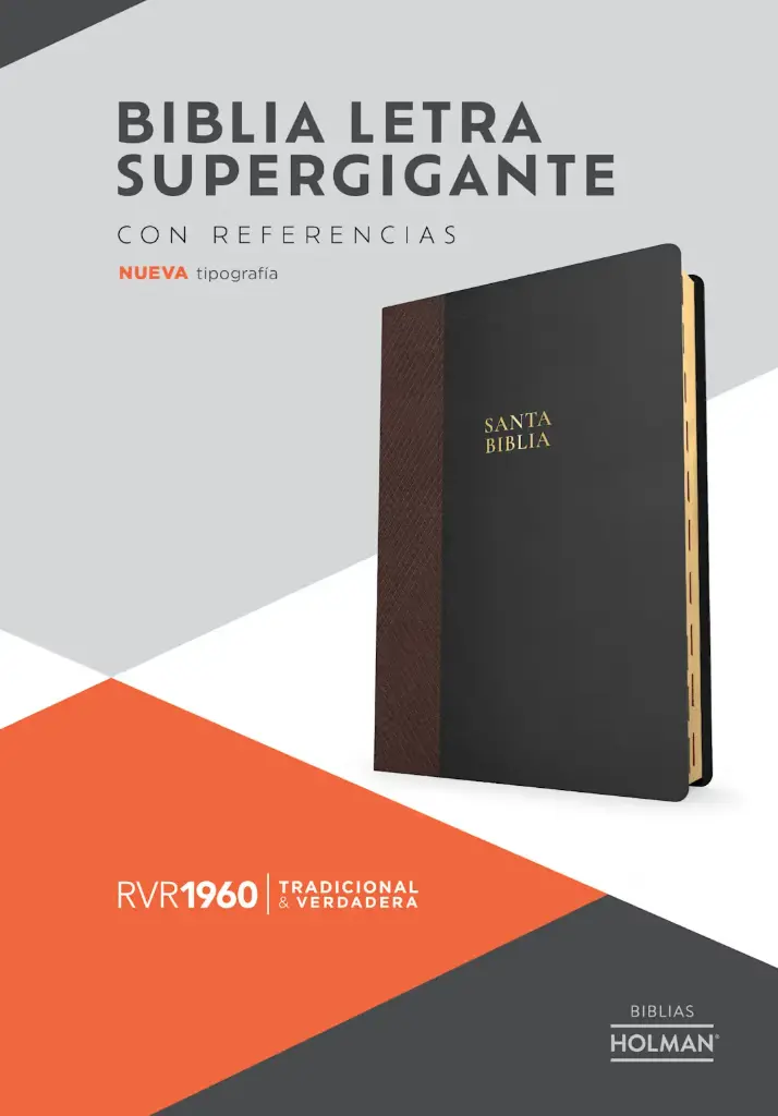 RVR 1960 Biblia letra supergigante, negro con café símil piel, con índice