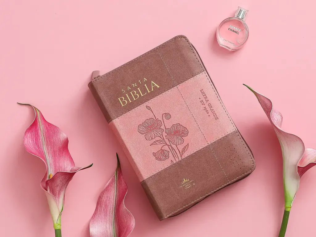 Biblia RVR60 035czti PJR imitación piel bicolor coral/rosa Tamaño Compacto