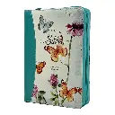 Biblia Reina Valera 1960 tamaño portátil Letra Grande 11 puntos Imitación Piel lila mariposas turquesa. Con cierre e índice. Canto pintado. Colección Maravillas.