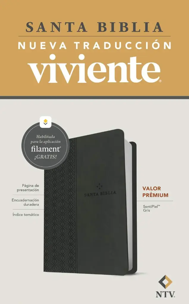 Biblia valor prémium NTV con Filament (SentiPiel, Gris)