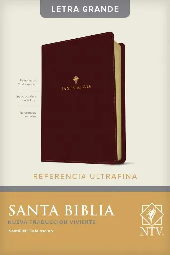 Santa Biblia NTV, Edición de referencia ultrafina, letra grande (SentiPiel, Café oscuro , Letra Roja)