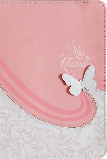RVR 1960 Biblia Mis Quince, rosa y blanco símil piel