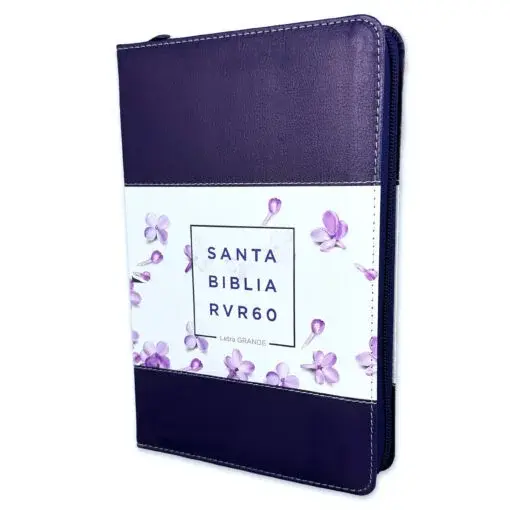 Biblia RVR1960, Coleccion Tricolor Tamaño Manual, Imitación Piel, Color Lila/Flores/Lila Con Cierre e Índice