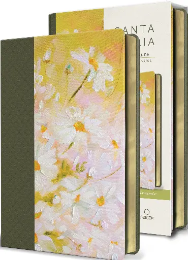 Biblia Reina Valera 1960 letra grande. Piel verde con flores, tamaño manual