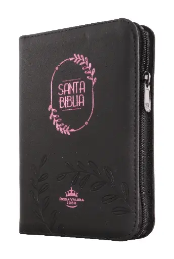 Biblia Reina Valera 1960 Chica Letra Chica Imitación Piel Negro Letras Rosas QR [RVR045cZTILMPJR]