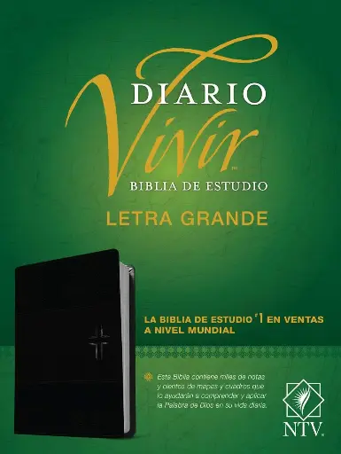 Biblia de estudio del diario vivir NTV, letra grande (SentiPiel, Negro/Ónice, Índice, Letra Roja) 