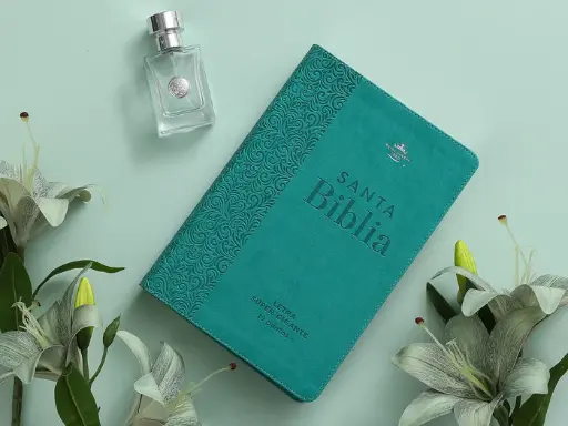 Biblia RVR60 088cti LSGi Turquesa Floral tamaño Grande