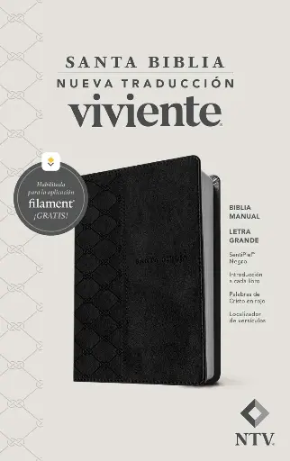 Biblia manual NTV, letra grande con Filament (SentiPiel, Negro, Letra Roja)